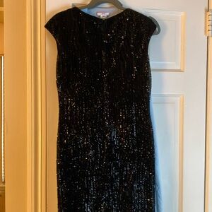 St John couture sequin dress. Black. Cap sleeves. Fully lined. Size 4
